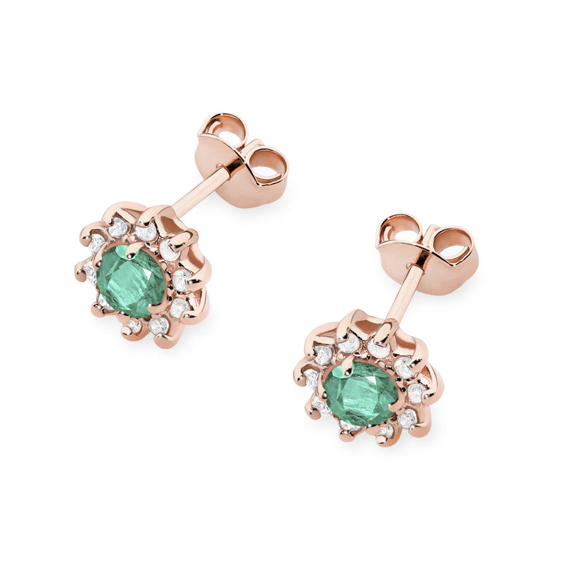 Cercei Aur 14K cu Smarald 0.15 ct si Diamante Naturale 0.17 ct, imaginea 5 din 9