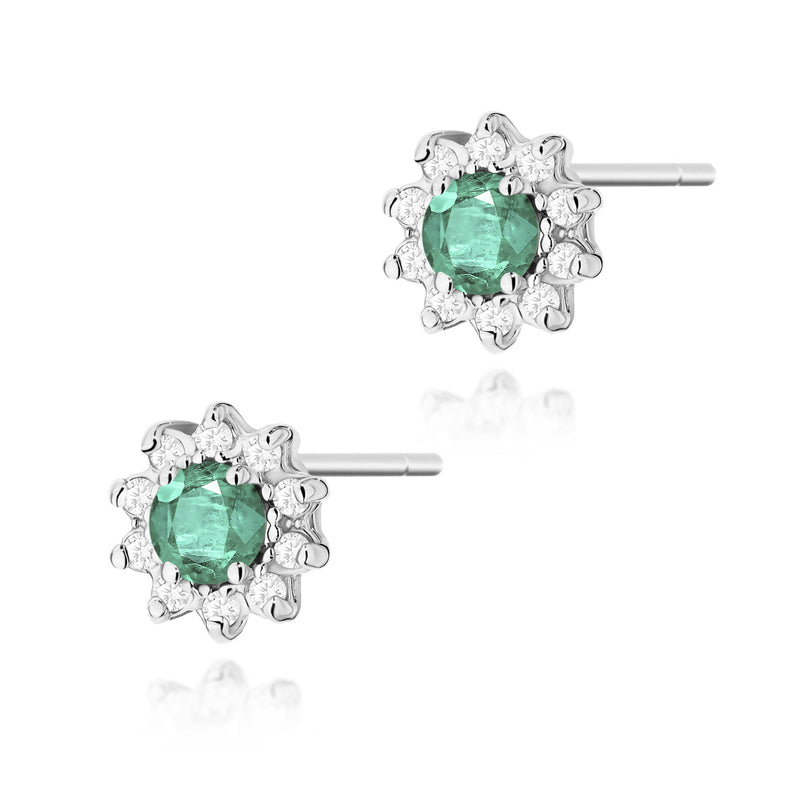 Cercei Aur 14K cu Smarald 0.15 ct si Diamante Naturale 0.17 ct, imaginea 7 din 9