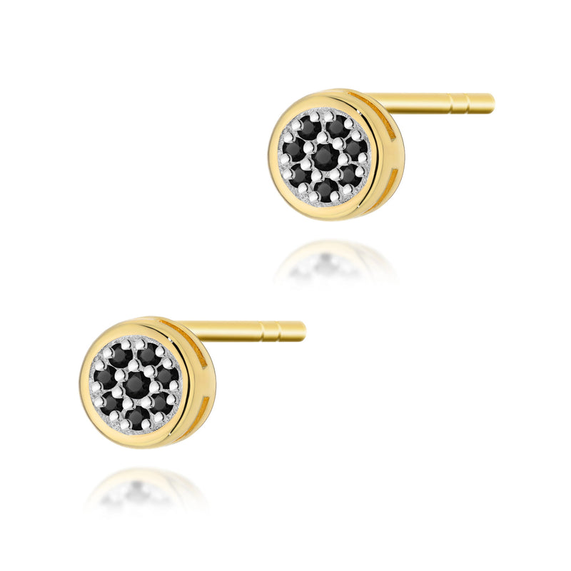 Cercei Aur 14K cu Diamante Naturale Negre 0.08 ct — Aur galben