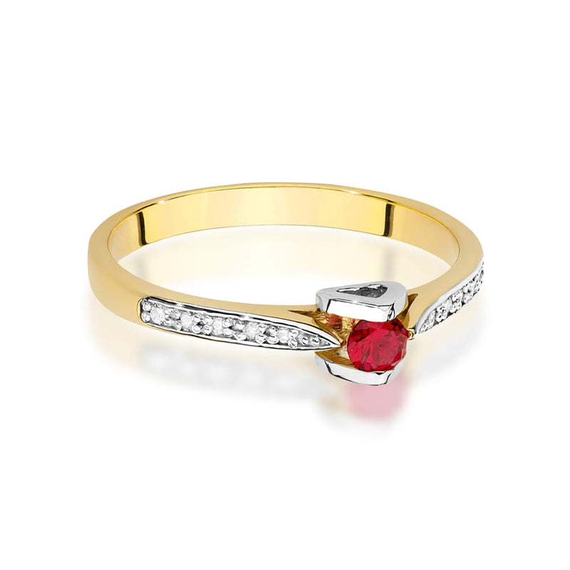Inel Aur 14K cu Rubin 0.15 ct si Diamante Naturale 0.05 ct, imaginea 2 din 12