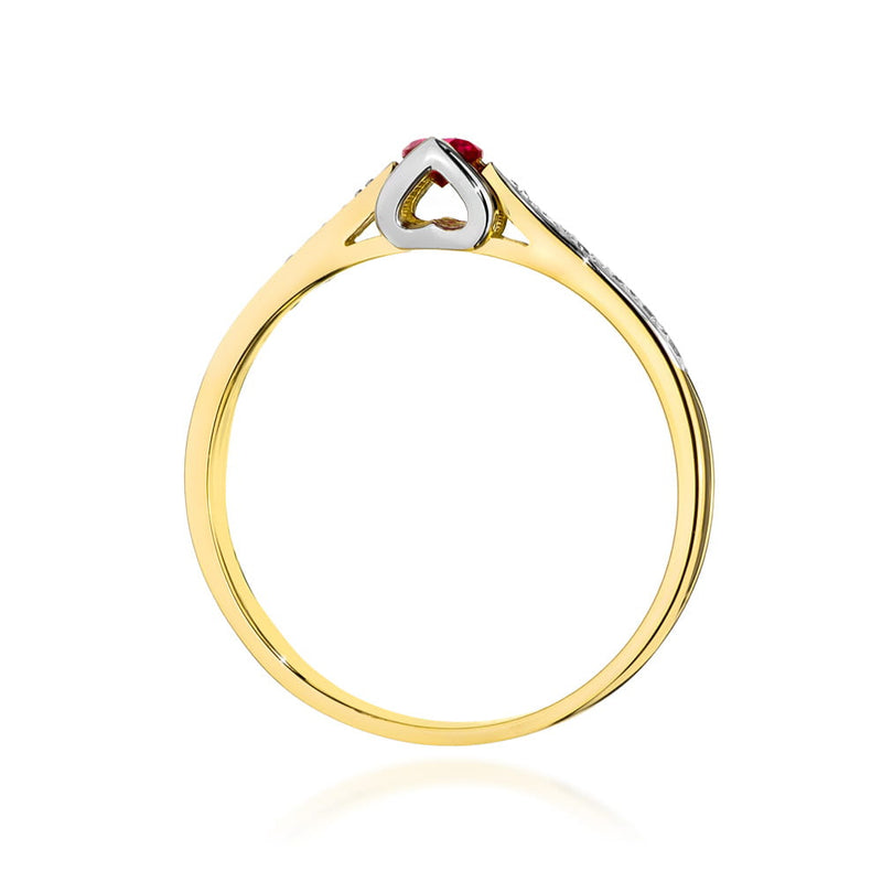 Inel Aur 14K cu Rubin 0.15 ct si Diamante Naturale 0.05 ct, imaginea 3 din 12