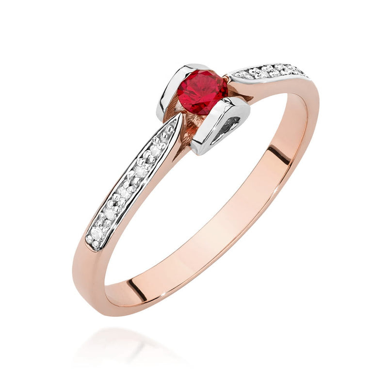 Inel Aur 14K cu Rubin 0.15 ct si Diamante Naturale 0.05 ct, imaginea 5 din 12