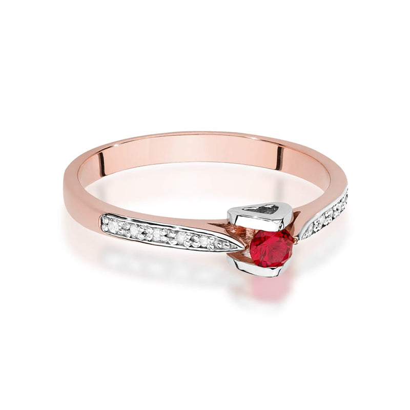 Inel Aur 14K cu Rubin 0.15 ct si Diamante Naturale 0.05 ct, imaginea 6 din 12