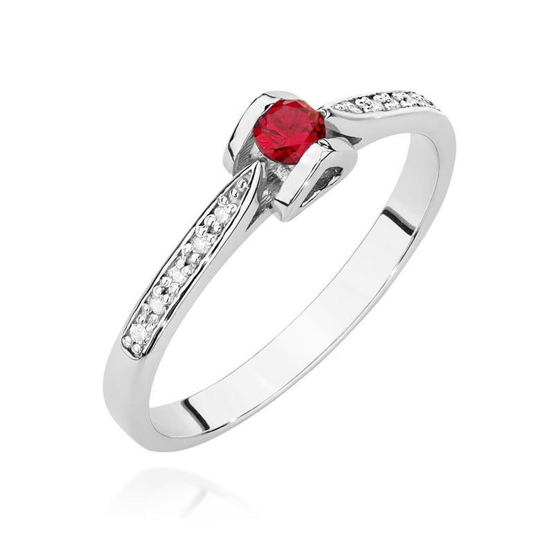 Inel Aur 14K cu Rubin 0.15 ct si Diamante Naturale 0.05 ct, imaginea 9 din 12