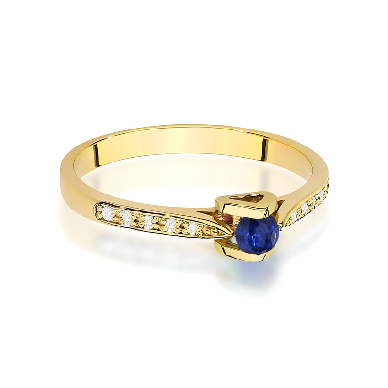 Inel Aur 14K cu Safir 0.15 ct si Diamante Naturale 0.05 ct, imaginea 2 din 12