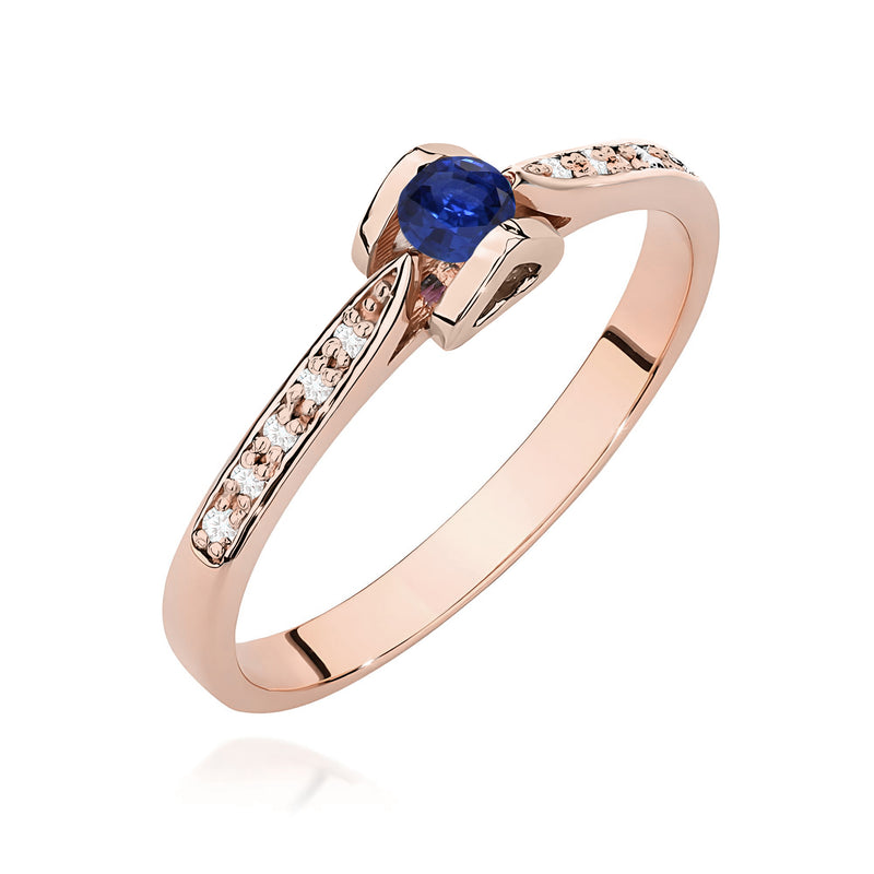 Inel Aur 14K cu Safir 0.15 ct si Diamante Naturale 0.05 ct, imaginea 5 din 12