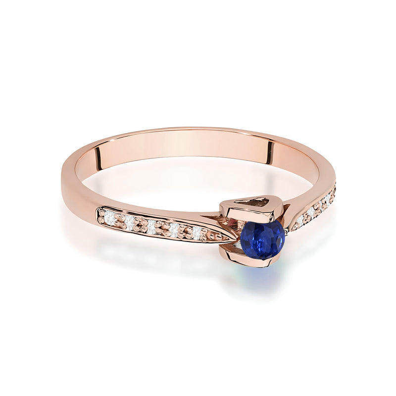 Inel Aur 14K cu Safir 0.15 ct si Diamante Naturale 0.05 ct, imaginea 6 din 12