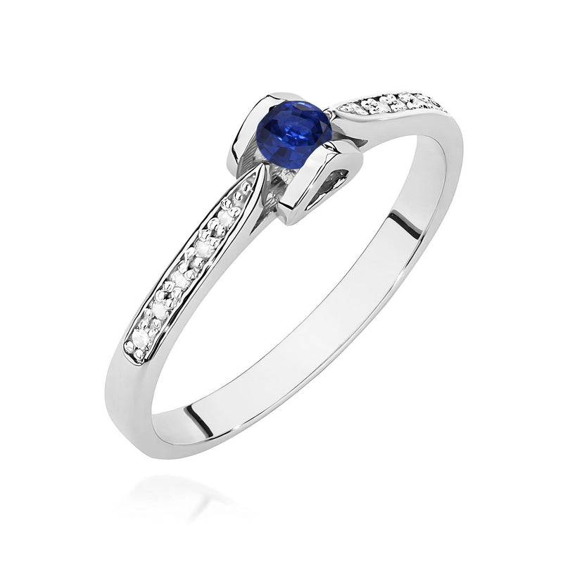Inel Aur 14K cu Safir 0.15 ct si Diamante Naturale 0.05 ct, imaginea 9 din 12