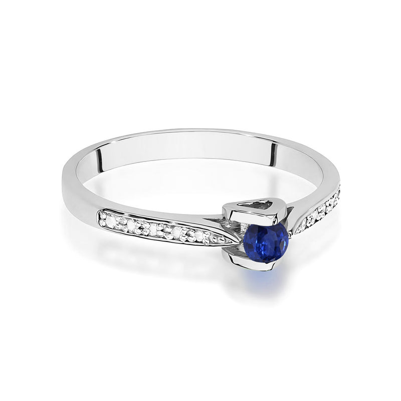 Inel Aur 14K cu Safir 0.15 ct si Diamante Naturale 0.05 ct, imaginea 10 din 12