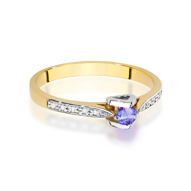 Inel Aur 14K cu Tanzanit 0.15 ct si Diamante Naturale 0.05 ct, imaginea 2 din 8