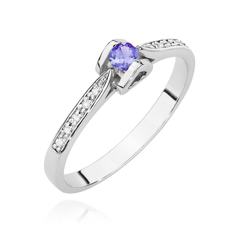 Inel Aur 14K cu Tanzanit 0.15 ct si Diamante Naturale 0.05 ct, imaginea 5 din 8