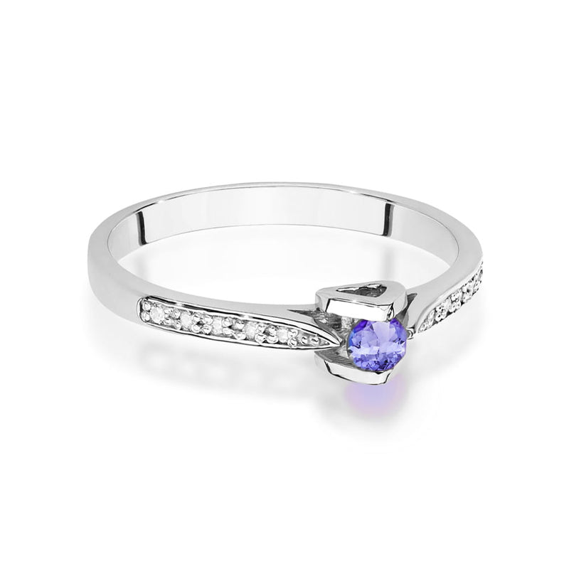 Inel Aur 14K cu Tanzanit 0.15 ct si Diamante Naturale 0.05 ct, imaginea 6 din 8