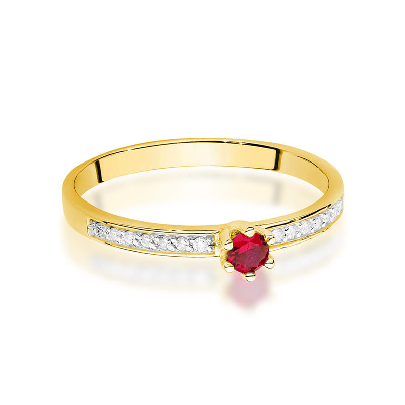 Inel Aur 14K cu Rubin 0.15 ct si Diamante Naturale 0.07 ct, imaginea 2 din 12