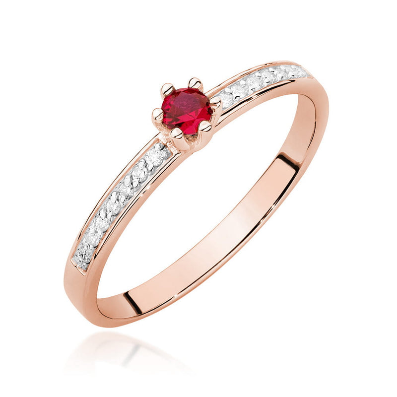 Inel Aur 14K cu Rubin 0.15 ct si Diamante Naturale 0.07 ct, imaginea 5 din 12