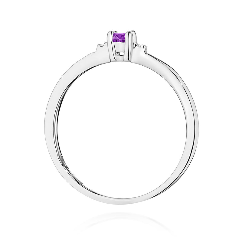 Inel Aur 14K cu Ametist 0.10 ct si Diamante Naturale 0.01 ct, imaginea 11 din 12