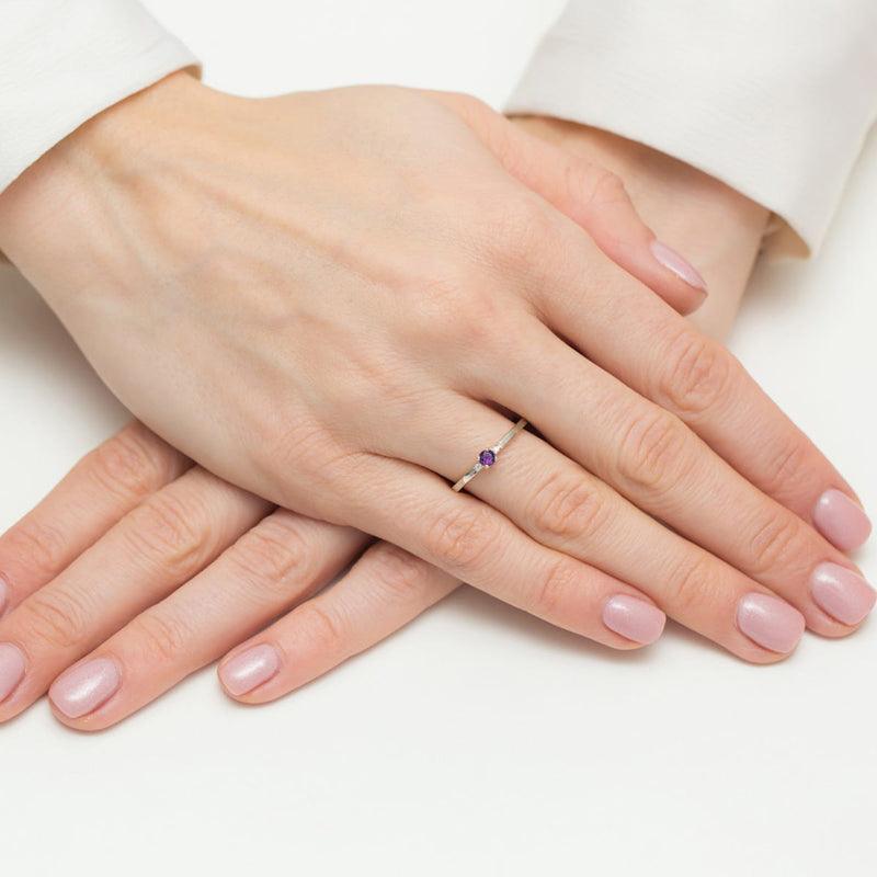 Inel Aur 14K cu Ametist 0.10 ct si Diamante Naturale 0.01 ct, imaginea 12 din 12