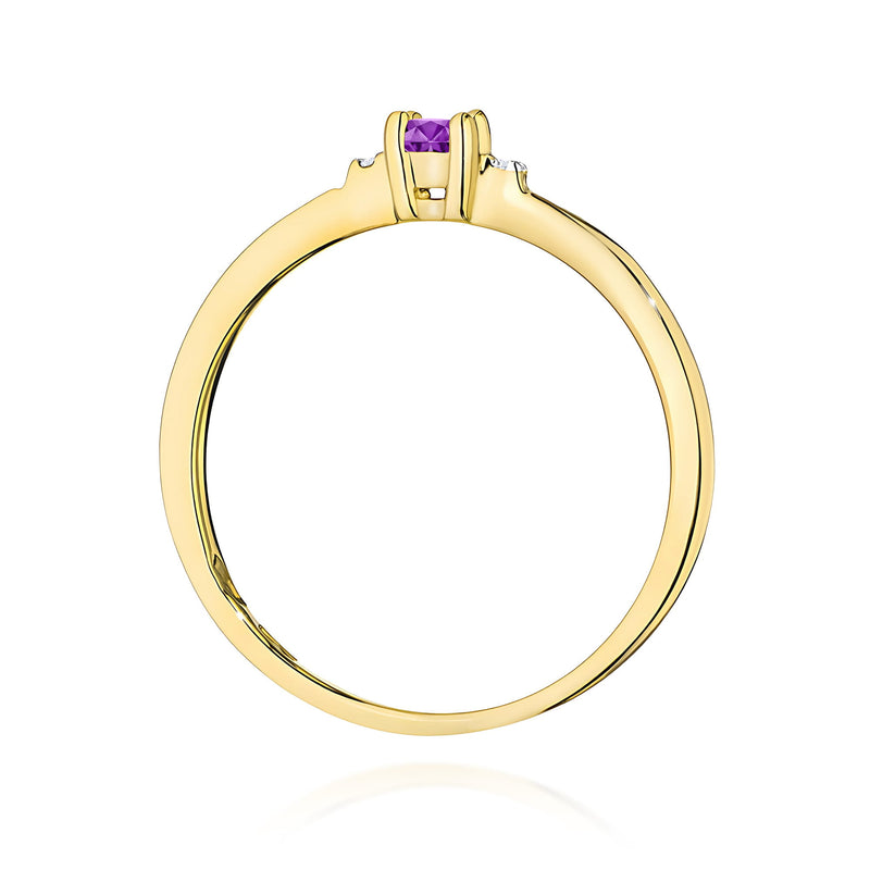 Inel Aur 14K cu Ametist 0.10 ct si Diamante Naturale 0.01 ct, imaginea 3 din 12