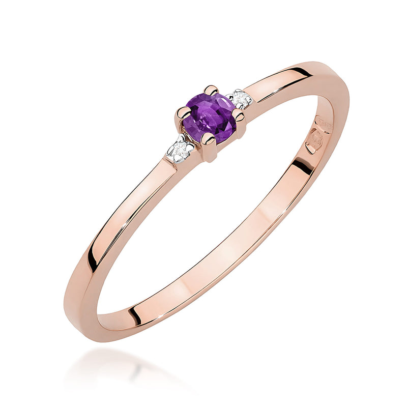 Inel Aur 14K cu Ametist 0.10 ct si Diamante Naturale 0.01 ct, imaginea 5 din 12