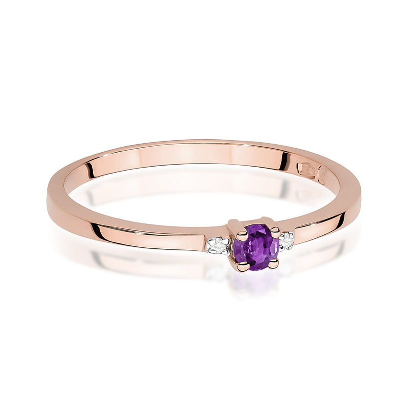 Inel Aur 14K cu Ametist 0.10 ct si Diamante Naturale 0.01 ct, imaginea 6 din 12