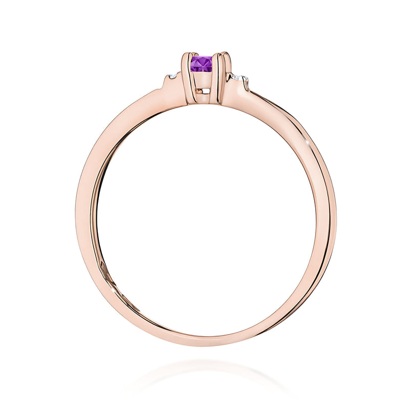 Inel Aur 14K cu Ametist 0.10 ct si Diamante Naturale 0.01 ct, imaginea 7 din 12