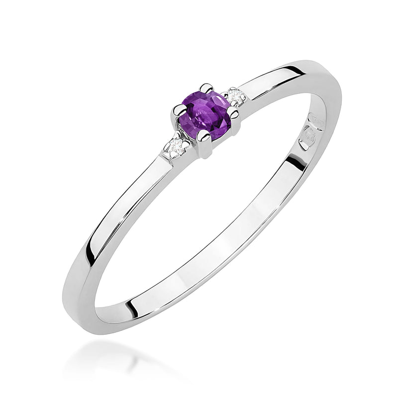 Inel Aur 14K cu Ametist 0.10 ct si Diamante Naturale 0.01 ct, imaginea 9 din 12