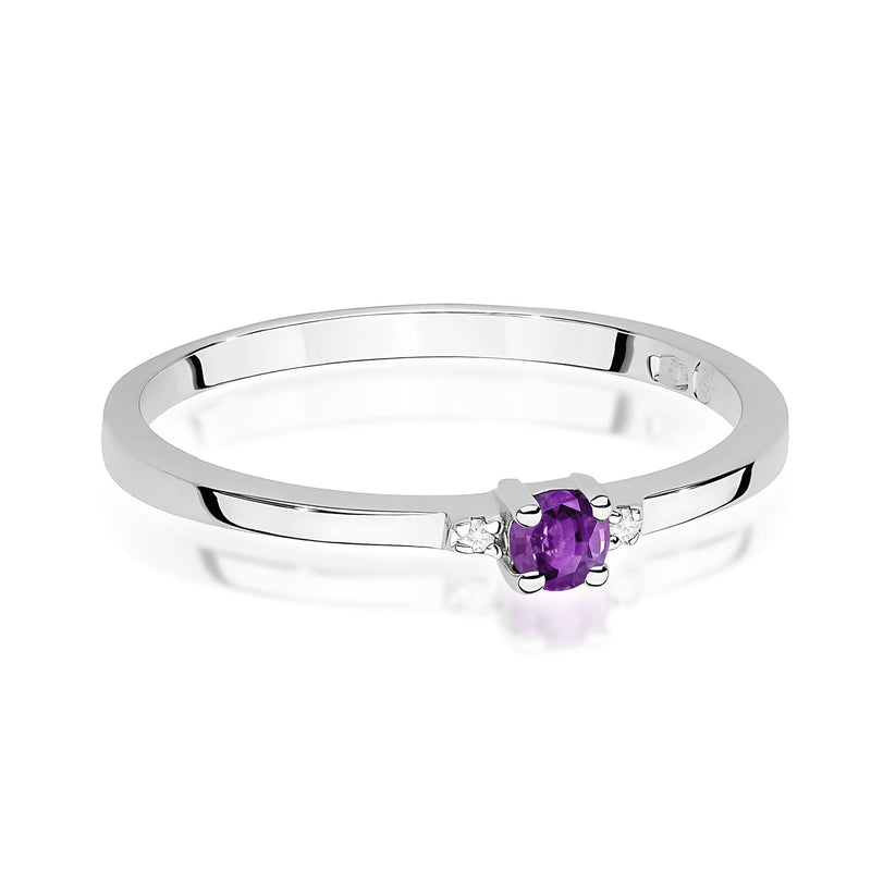 Inel Aur 14K cu Ametist 0.10 ct si Diamante Naturale 0.01 ct, imaginea 10 din 12