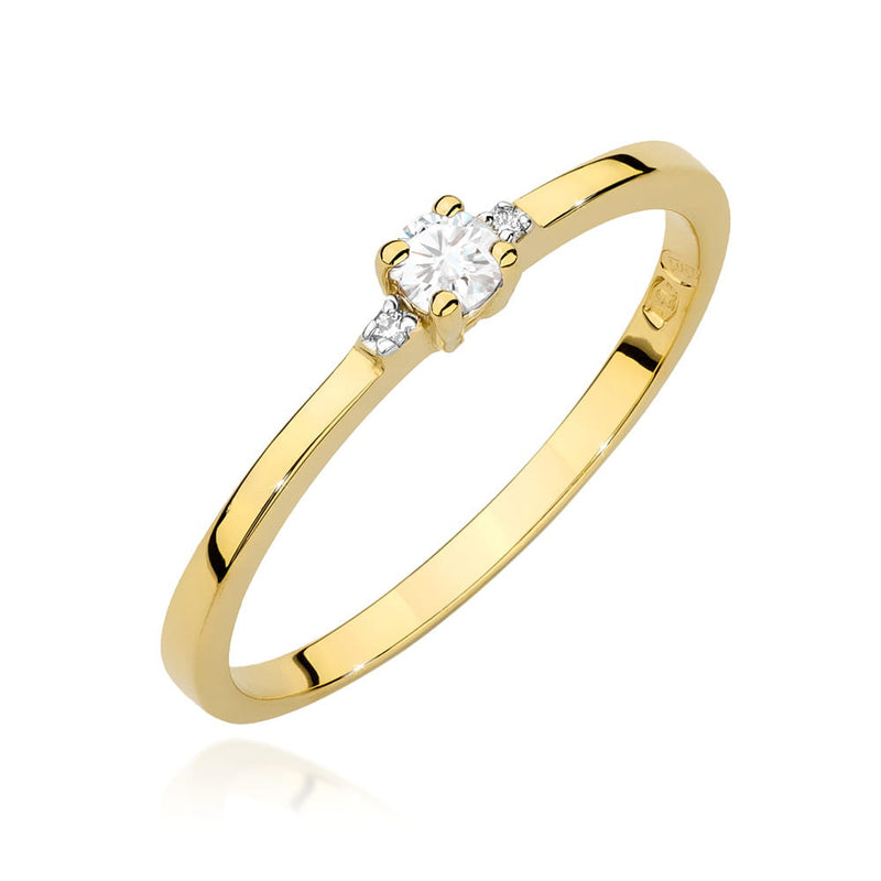 Inel Aur 14K cu Diamante Naturale 0.11 ct — Aur galben