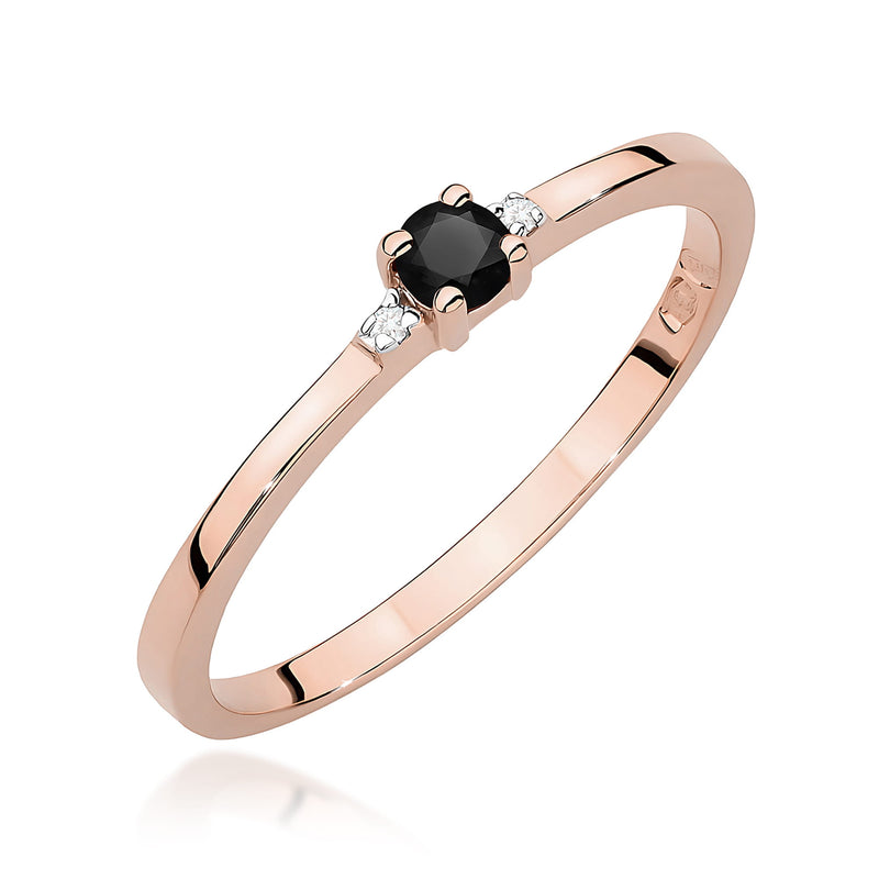 Inel Aur 14K cu Diamante Naturale Albe si Negre 0.13 ct, imaginea 5 din 12
