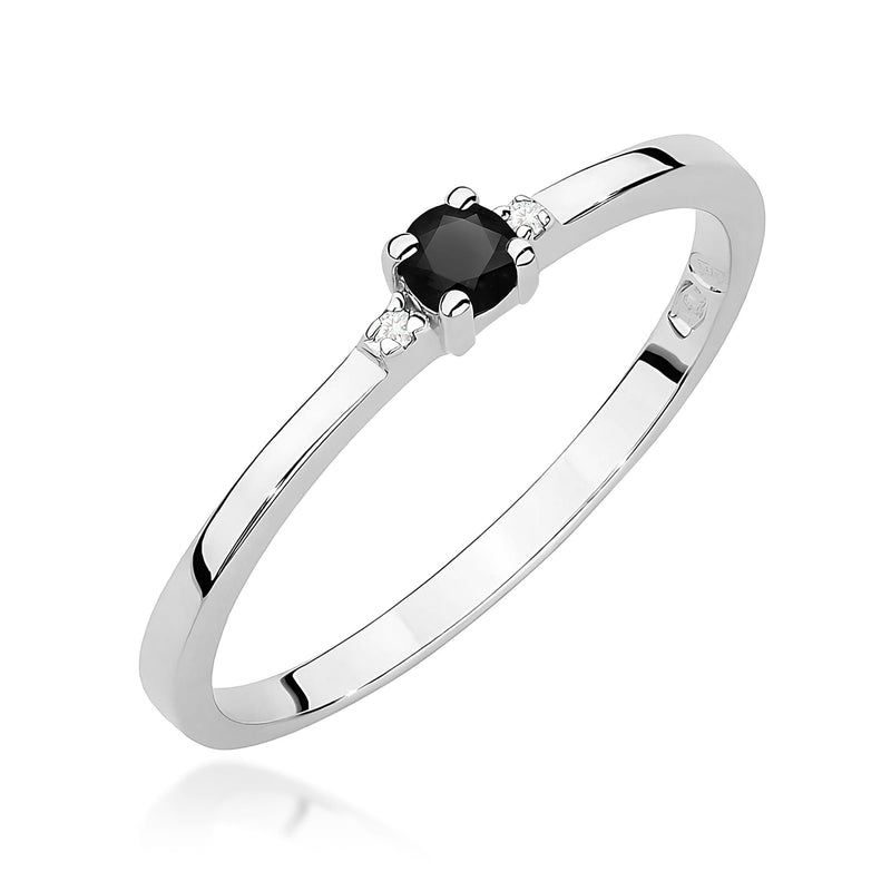 Inel Aur 14K cu Diamante Naturale Albe si Negre 0.13 ct, imaginea 9 din 12
