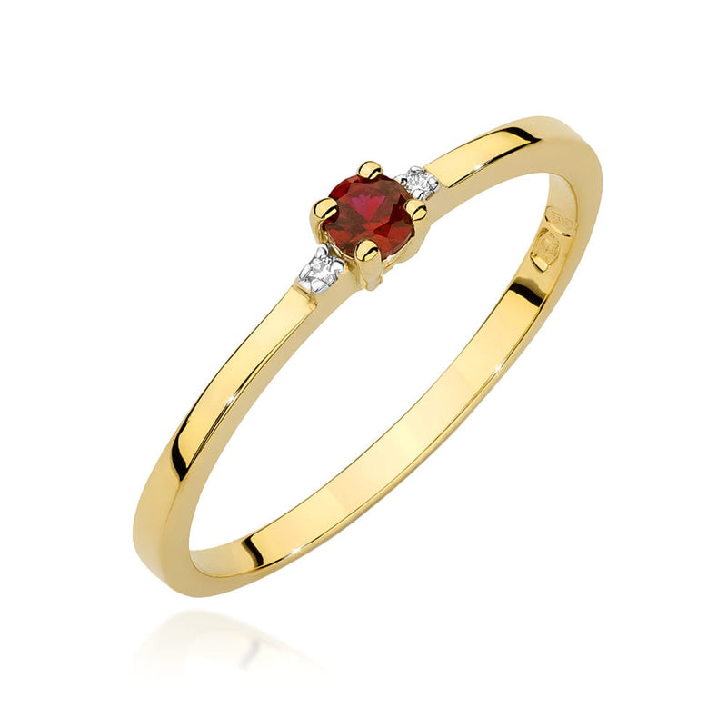 Inel Aur 14K cu Rubin 0.15 ct si Diamante Naturale 0.01 ct — Aur galben
