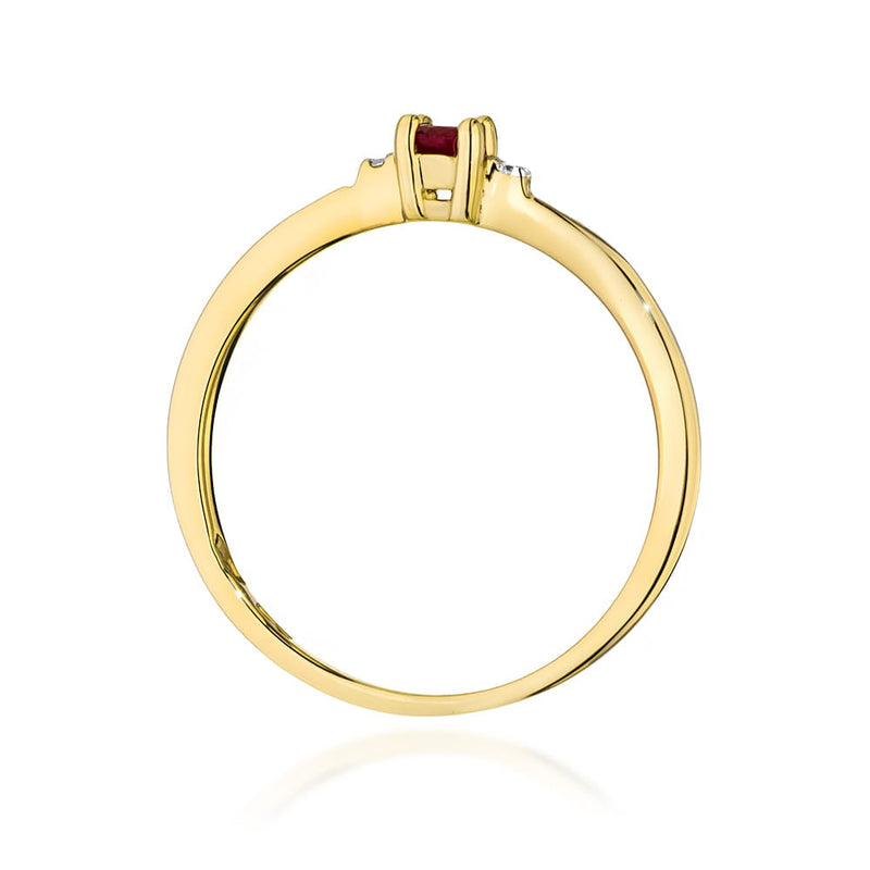 Inel Aur 14K cu Rubin 0.15 ct si Diamante Naturale 0.01 ct, imaginea 3 din 12