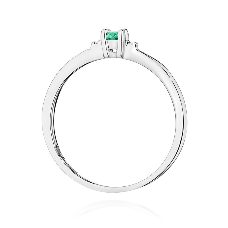 Inel Aur 14K cu Smarald 0.15 ct si Diamante Naturale 0.01 ct, imaginea 11 din 12