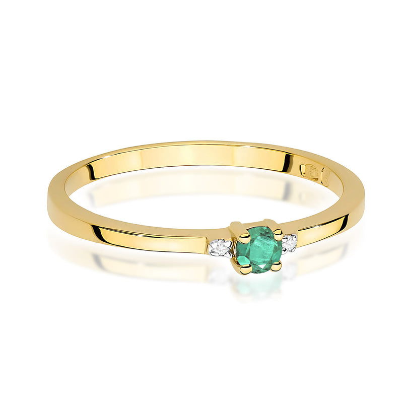 Inel Aur 14K cu Smarald 0.15 ct si Diamante Naturale 0.01 ct, imaginea 2 din 12