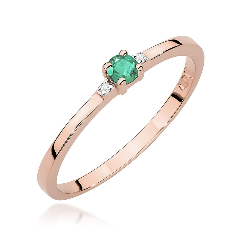 Inel Aur 14K cu Smarald 0.15 ct si Diamante Naturale 0.01 ct, imaginea 5 din 12