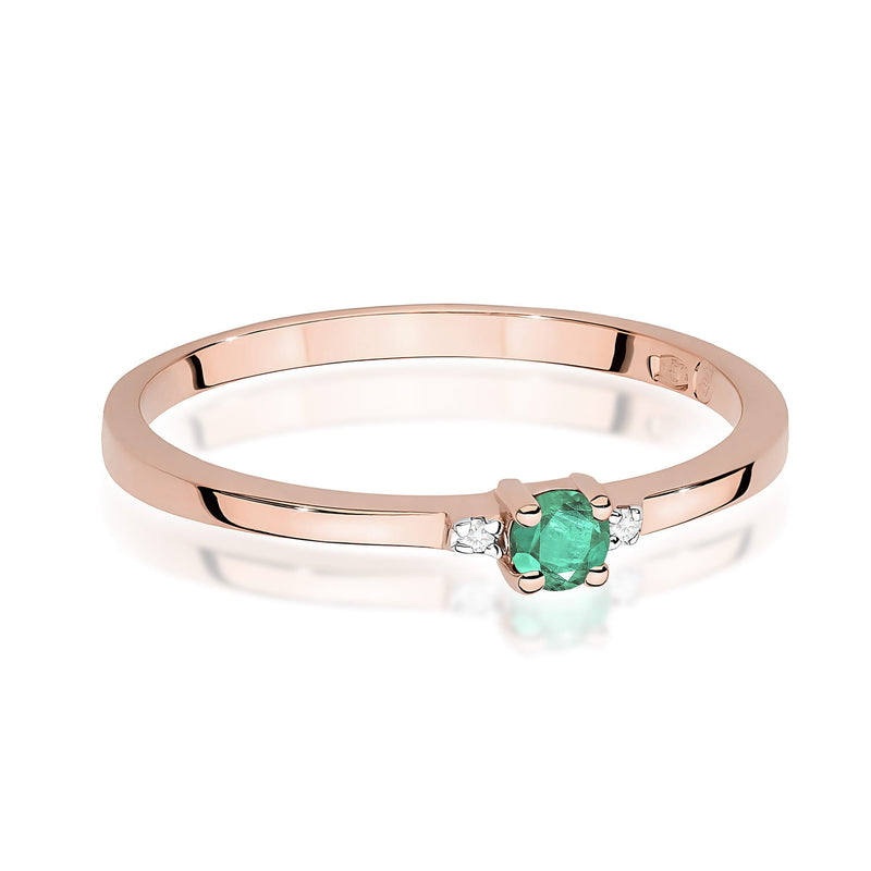 Inel Aur 14K cu Smarald 0.15 ct si Diamante Naturale 0.01 ct, imaginea 6 din 12