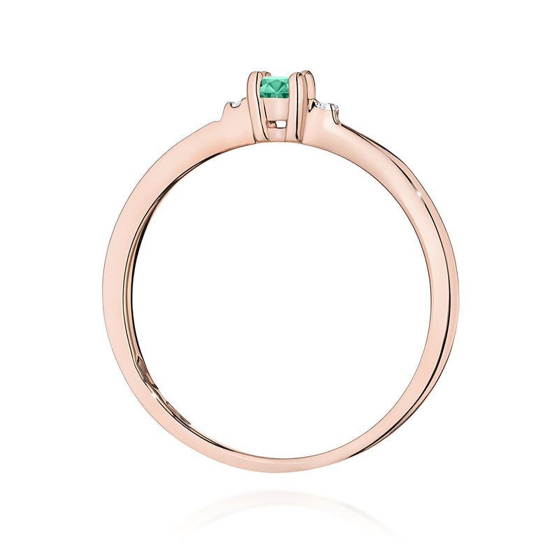 Inel Aur 14K cu Smarald 0.15 ct si Diamante Naturale 0.01 ct, imaginea 7 din 12