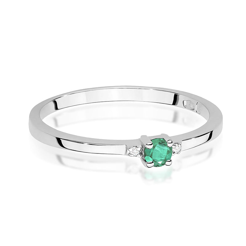 Inel Aur 14K cu Smarald 0.15 ct si Diamante Naturale 0.01 ct, imaginea 10 din 12