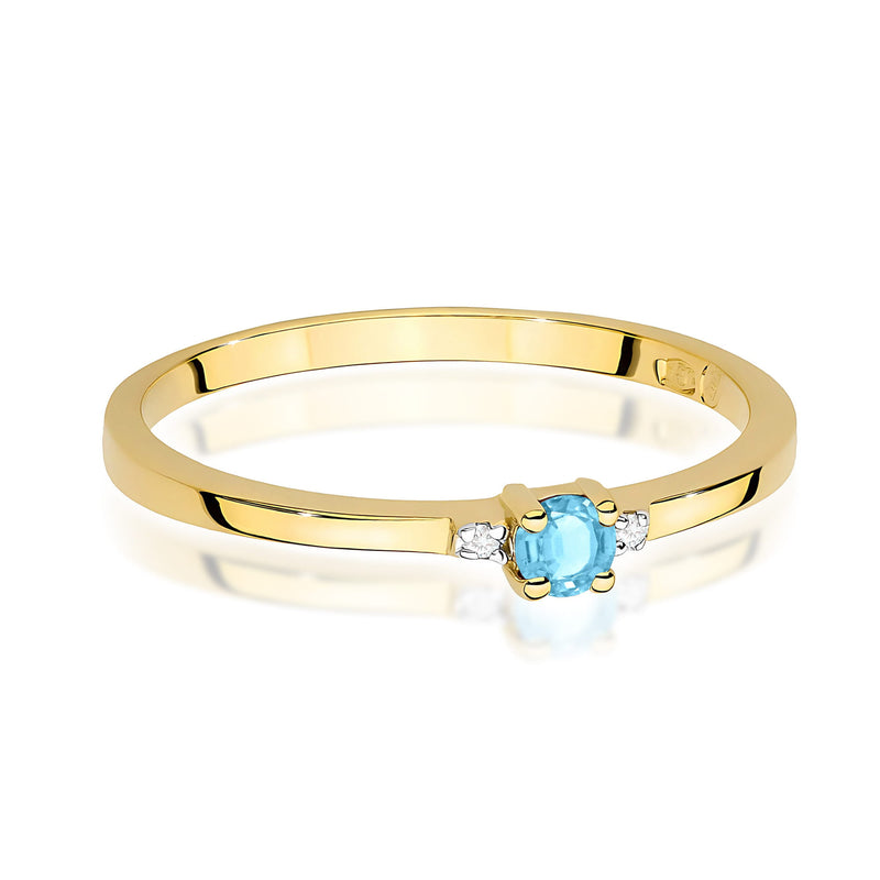 Inel Aur 14K cu Topaz Swiss 0.15 ct si Diamante Naturale 0.01 ct, imaginea 2 din 12
