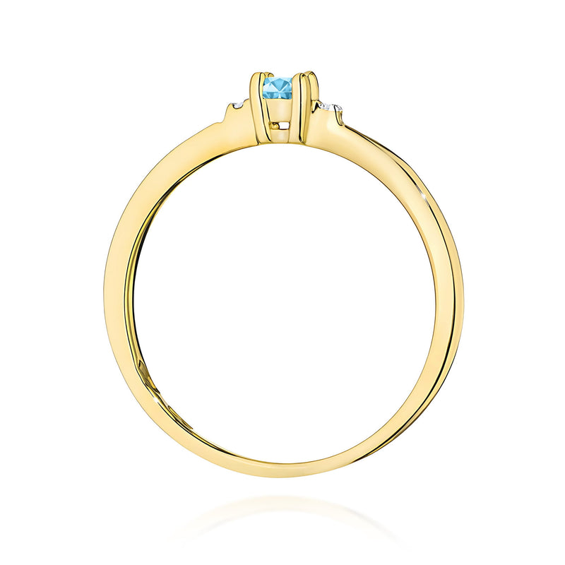 Inel Aur 14K cu Topaz Swiss 0.15 ct si Diamante Naturale 0.01 ct, imaginea 3 din 12