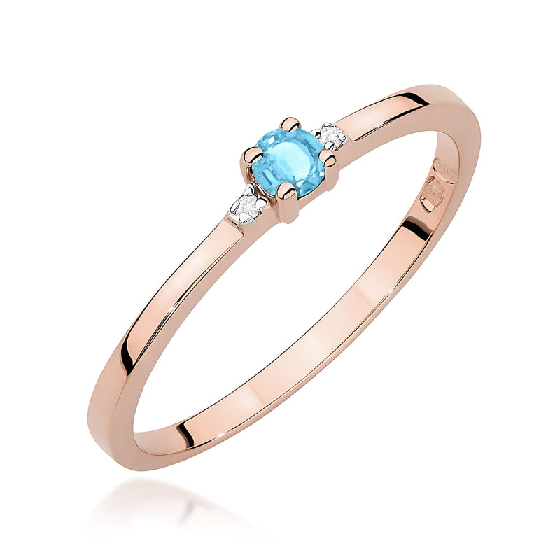 Inel Aur 14K cu Topaz Swiss 0.15 ct si Diamante Naturale 0.01 ct, imaginea 5 din 12