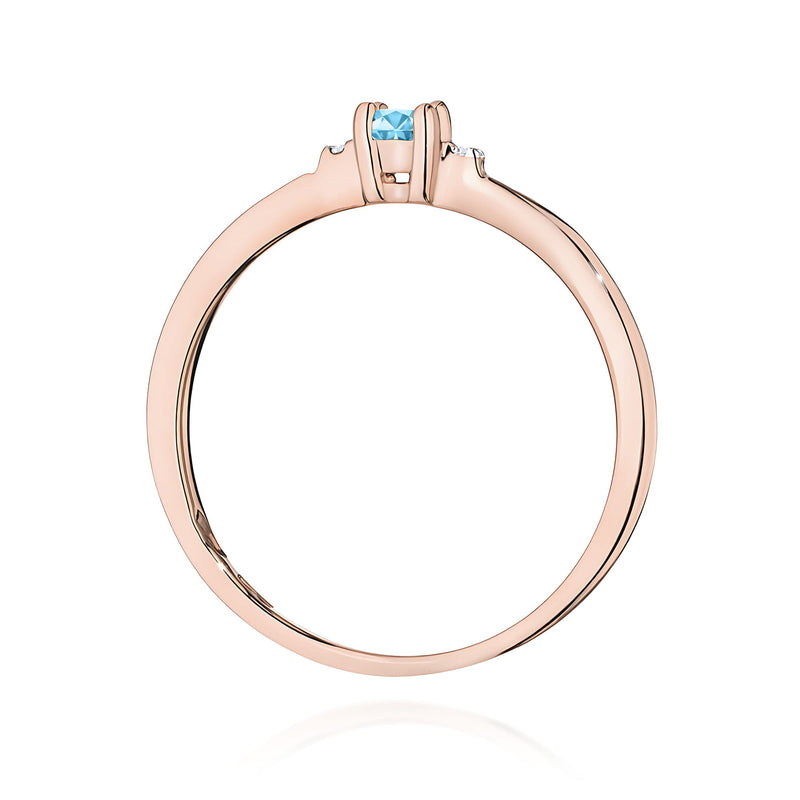 Inel Aur 14K cu Topaz Swiss 0.15 ct si Diamante Naturale 0.01 ct, imaginea 7 din 12