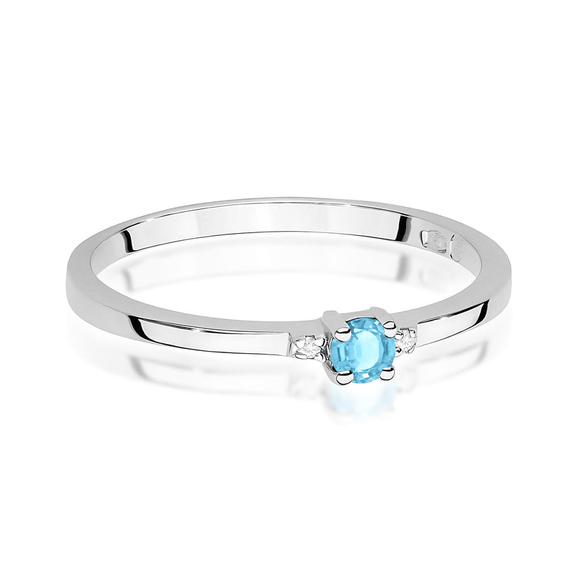 Inel Aur 14K cu Topaz Swiss 0.15 ct si Diamante Naturale 0.01 ct, imaginea 10 din 12