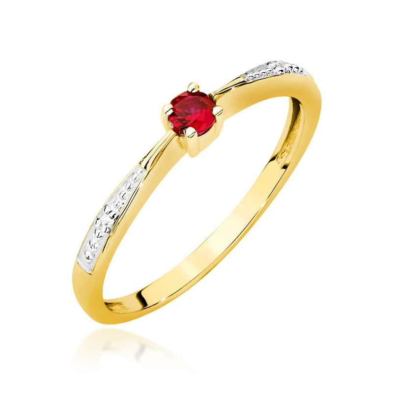 Inel Aur 14K cu Rubin 0.15 ct si Diamante Naturale 0.01 ct — Aur galben