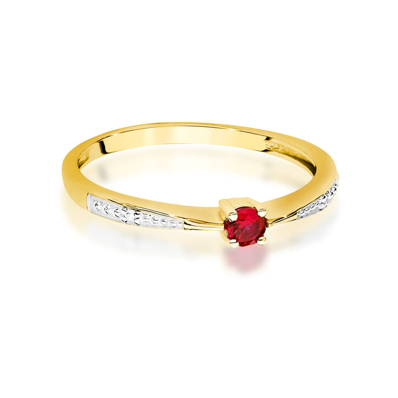 Inel Aur 14K cu Rubin 0.15 ct si Diamante Naturale 0.01 ct, imaginea 2 din 12