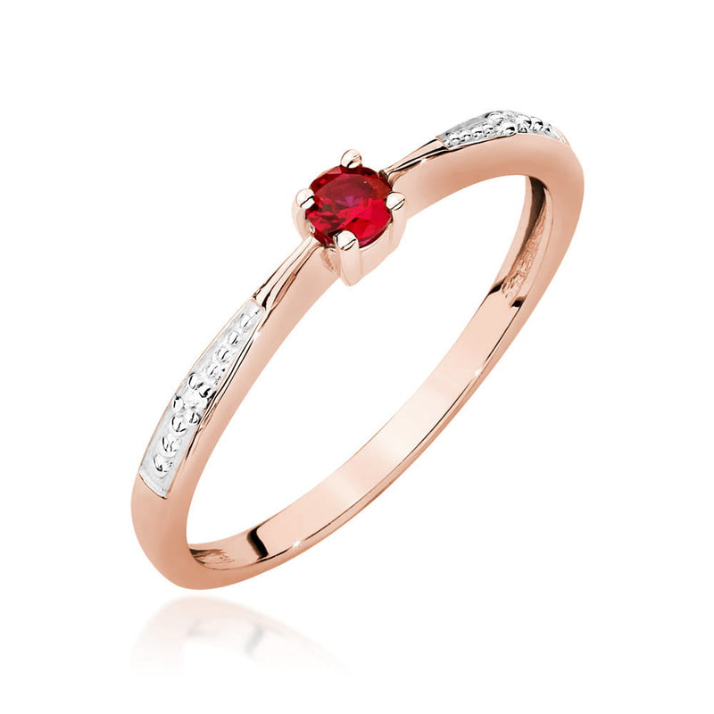 Inel Aur 14K cu Rubin 0.15 ct si Diamante Naturale 0.01 ct, imaginea 5 din 12