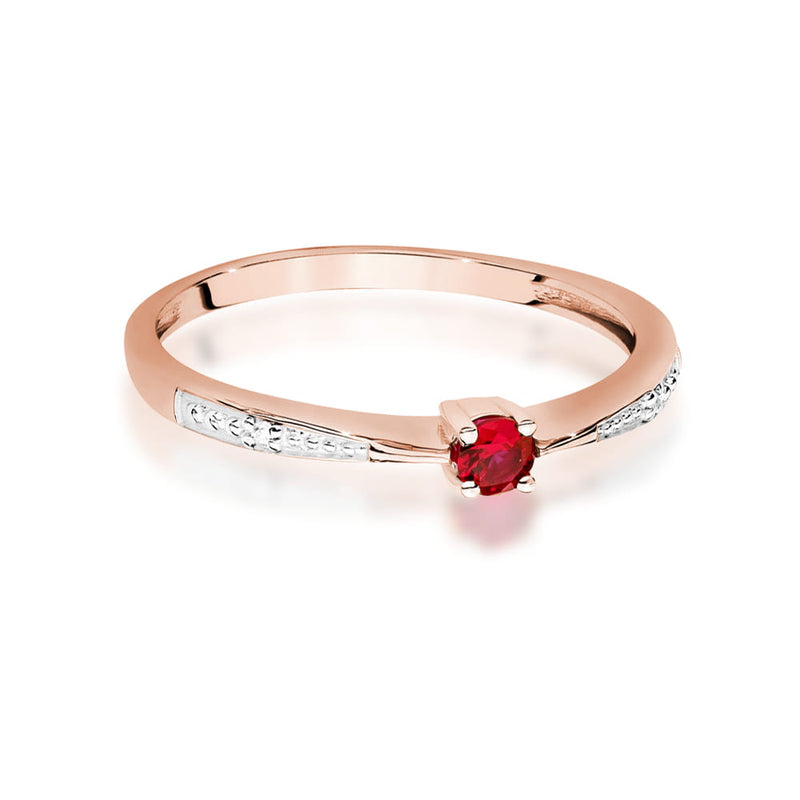 Inel Aur 14K cu Rubin 0.15 ct si Diamante Naturale 0.01 ct, imaginea 6 din 12