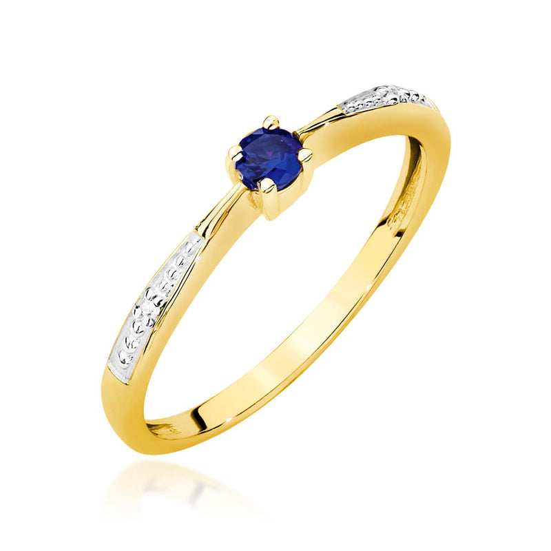 Inel Aur 14K cu Safir 0.15 ct si Diamante Naturale 0.01 ct — Aur galben