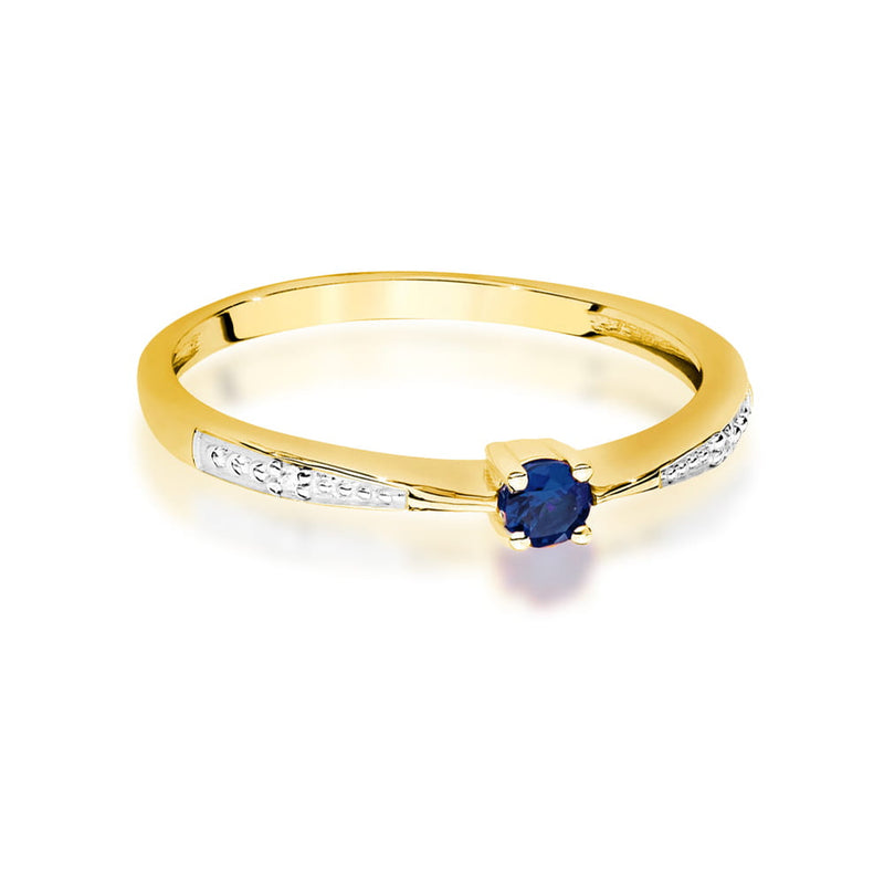 Inel Aur 14K cu Safir 0.15 ct si Diamante Naturale 0.01 ct, imaginea 2 din 4