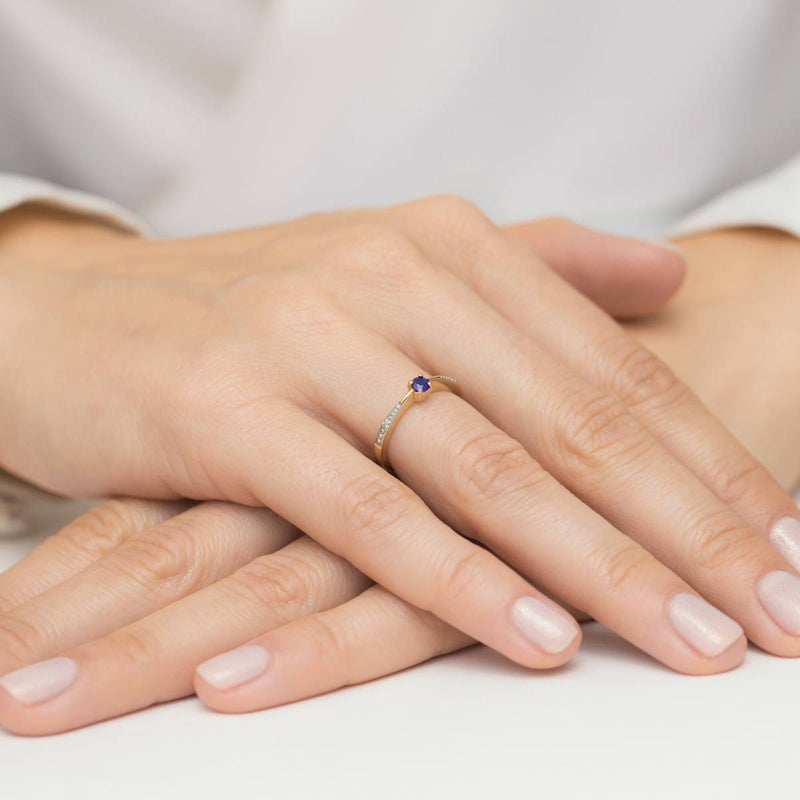 Inel Aur 14K cu Safir 0.15 ct si Diamante Naturale 0.01 ct, imaginea 4 din 4