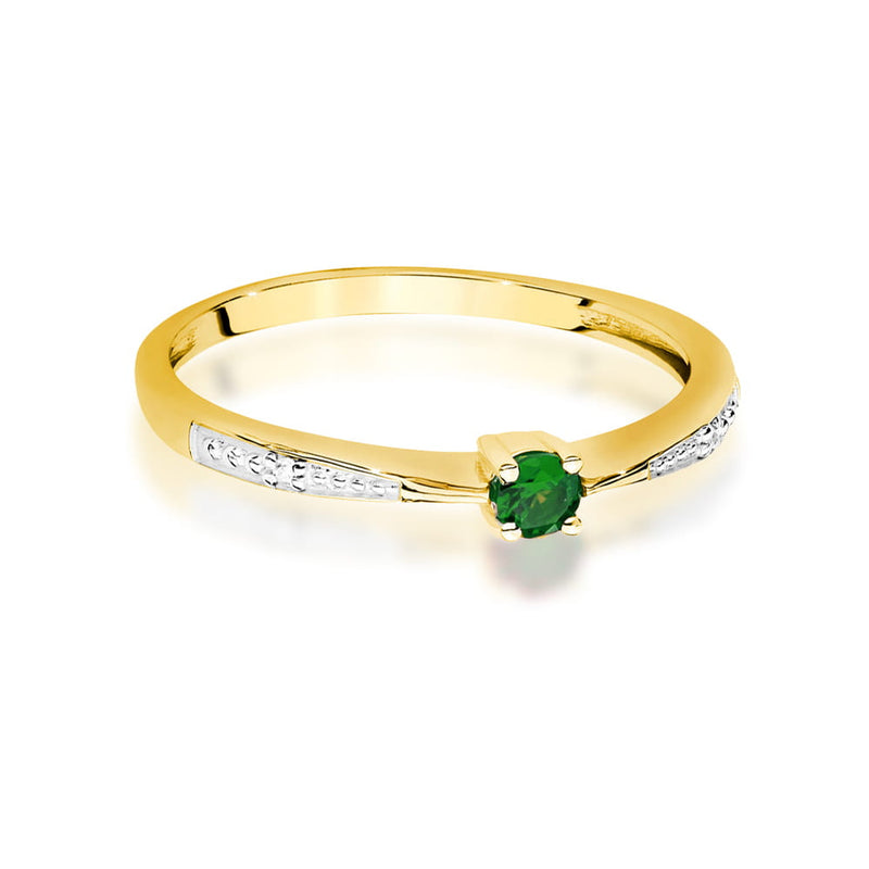 Inel Aur 14K cu Smarald 0.15 ct si Diamante Naturale 0.01 ct, imaginea 2 din 4